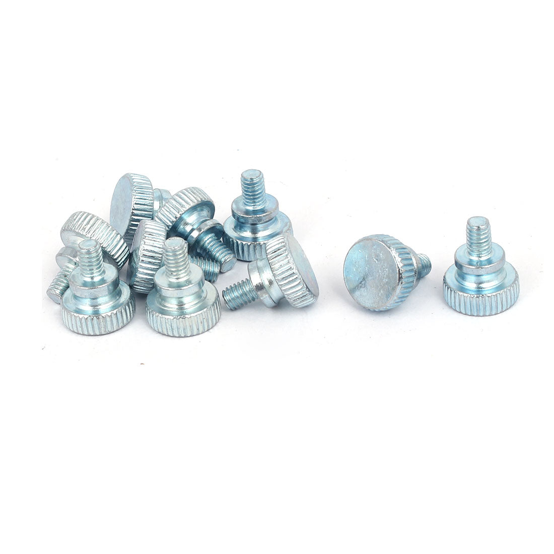 Harfington M4x6mm Flat Knurled Head Fully Threaded Thumb Screws Bolts Fastener 14mm Total Length 10pcs