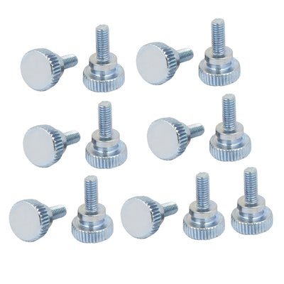 Harfington M4x10mm Flat Knurled Head Fully Threaded Thumb Screws Bolts Fastener 15pcs