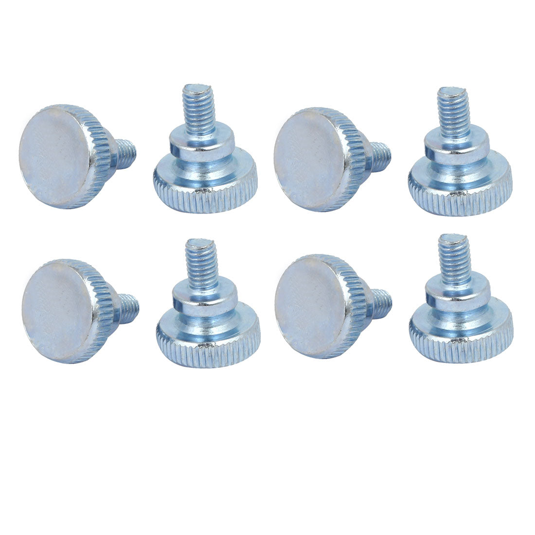 Harfington M5x8mm Flat Knurled Head Fully Threaded Thumb Screws Bolts Fastener 8pcs