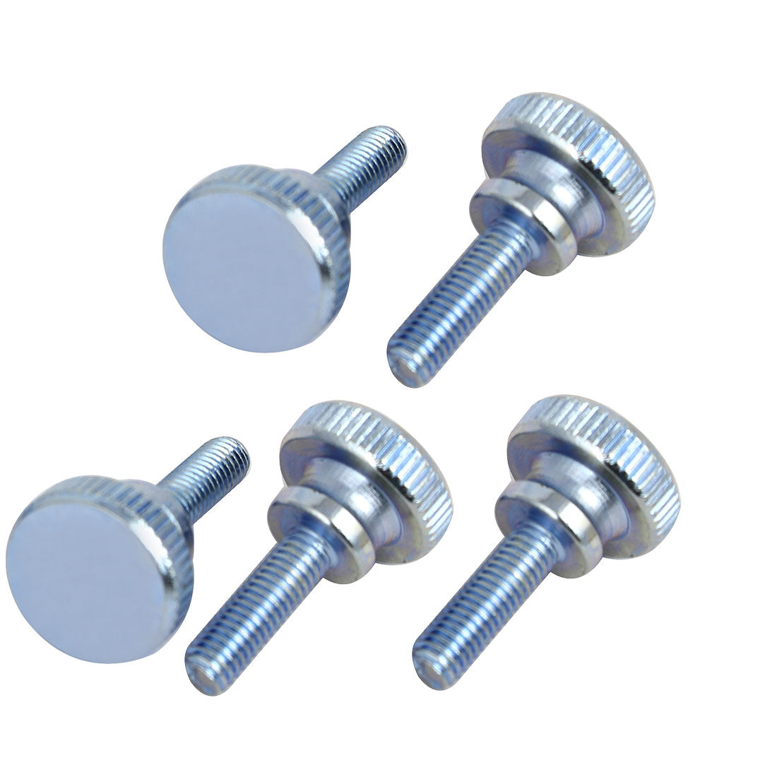 Harfington M5x16mm Flat Knurled Head Fully Threaded Thumb Screws Bolts Fastener 5pcs
