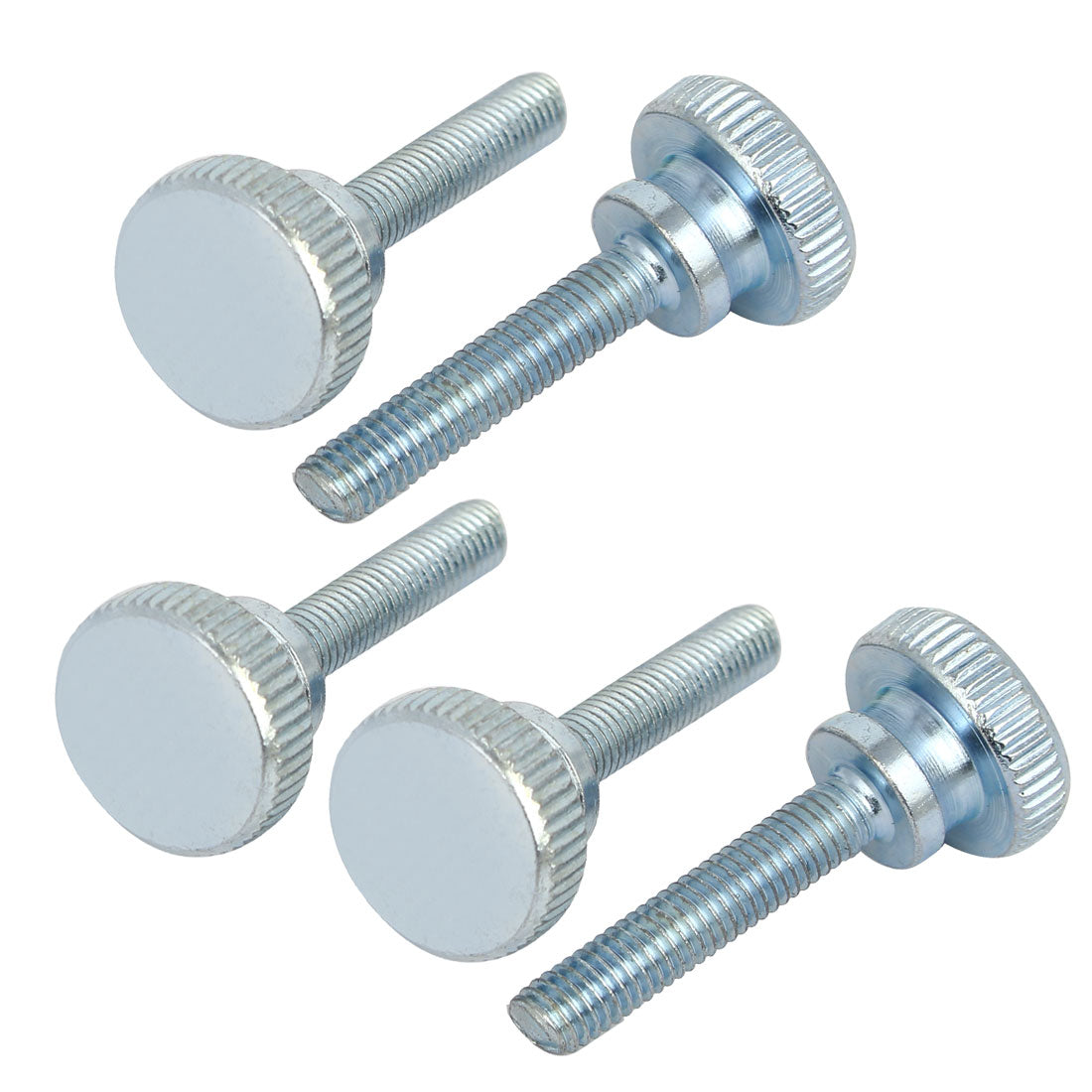 Harfington M5x25mm Flat Knurled Head Fully Threaded Thumb Screws Bolts Fastener 5pcs