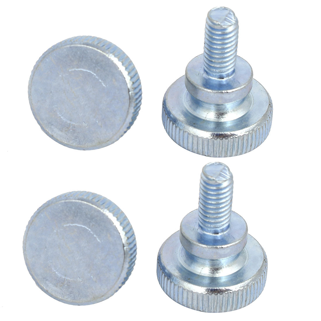 Harfington M6x12mm Flat Knurled Head Fully Threaded Thumb Screws Bolts Fastener 4pcs