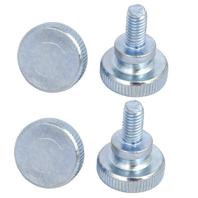 Harfington M6x12mm Flat Knurled Head Fully Threaded Thumb Screws Bolts Fastener 4pcs