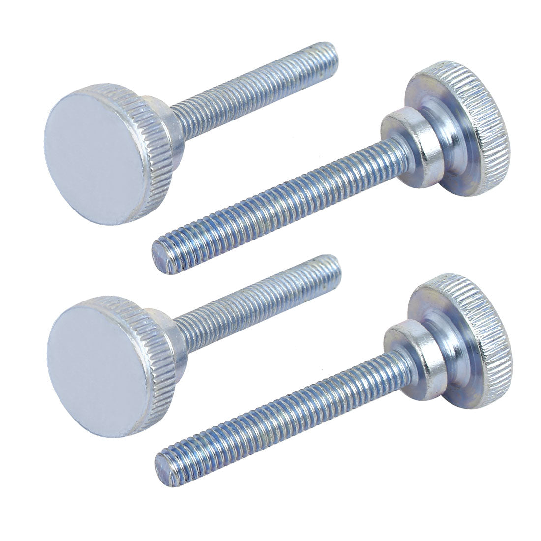 Harfington M6x40mm Flat Knurled Head Fully Threaded Thumb Screws Bolts Fastener 4pcs