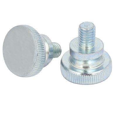 Harfington M8x10mm Flat Knurled Head Fully Threaded Thumb Screws Bolts Fastener 2pcs