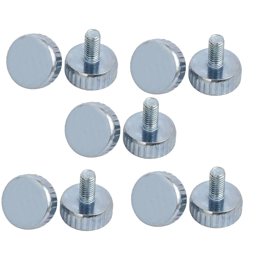 Harfington M3x6mm Knurled Head Flat Point Fully Threaded Thumb Screws Fastener 10pcs