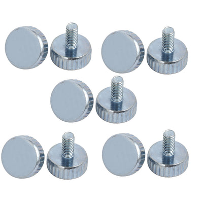 Harfington M3x6mm Knurled Head Flat Point Fully Threaded Thumb Screws Fastener 10pcs
