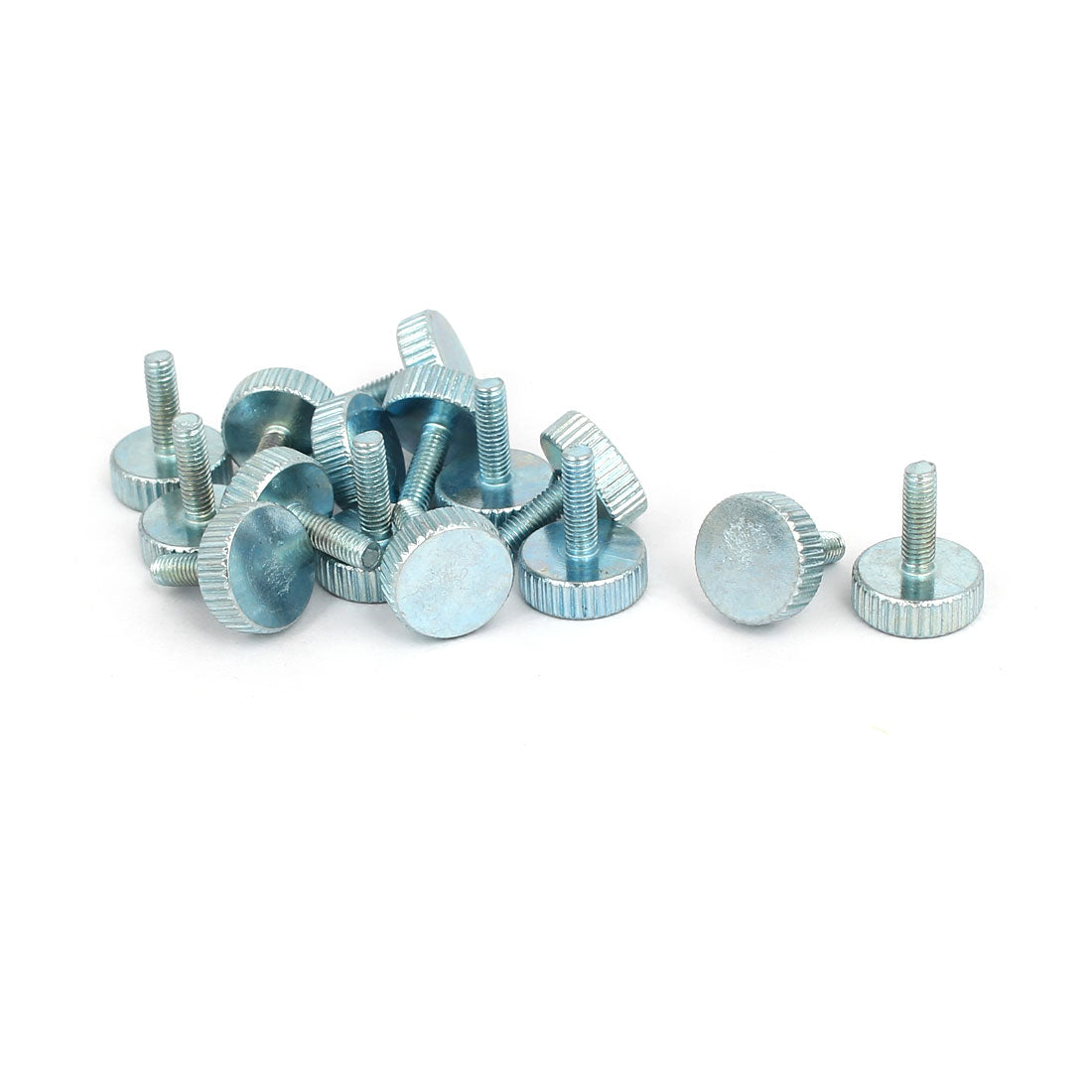 Harfington M3x10mm Knurled Head Flat Point Fully Threaded Thumb Screws Fastener 14mm Total Length 15pcs