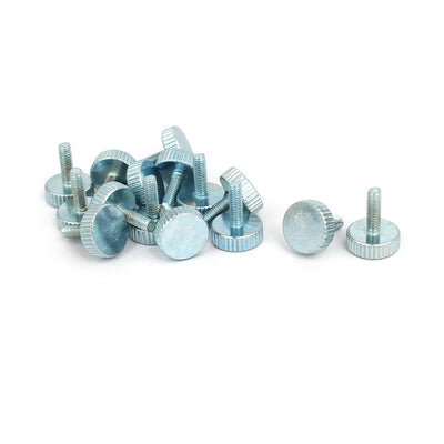 Harfington M3x10mm Knurled Head Flat Point Fully Threaded Thumb Screws Fastener 14mm Total Length 15pcs