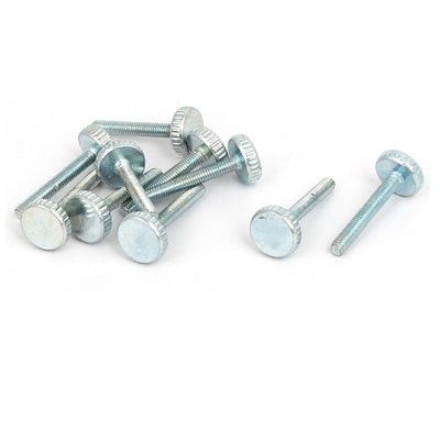 Harfington M3x20mm Knurled Head Flat Point Fully Threaded Thumb Screws Fastener 10pcs
