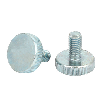 Harfington M8x16mm Knurled Head Flat Point Fully Threaded Thumb Screws Fastener 4pcs