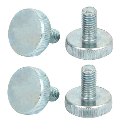 Harfington M8x16mm Knurled Head Flat Point Fully Threaded Thumb Screws Fastener 4pcs