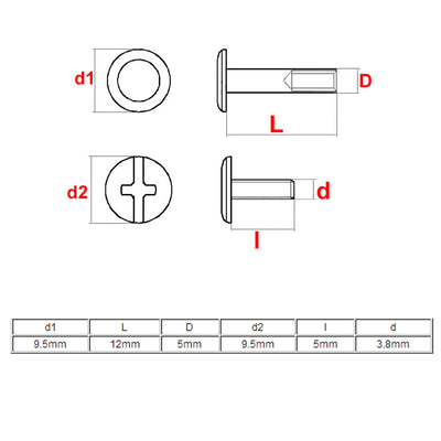 Harfington M5x12mm Binding Screw Post Gold Tone 40pcs for Photo Albums Scrapbook