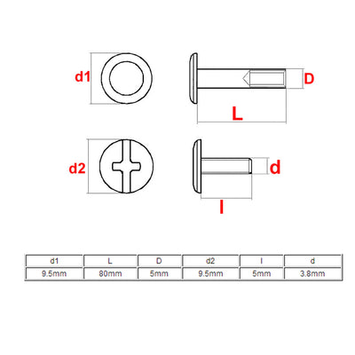 Harfington M5x80mm Binding Screw Post Gold Tone 5pcs for Photo Albums Scrapbook