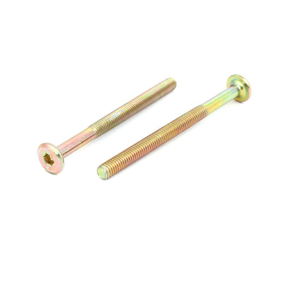 Harfington M6 x 80mm Partically Thread Hexagon Socket Head Cap Screw Bolt Bronze Tone 10pcs