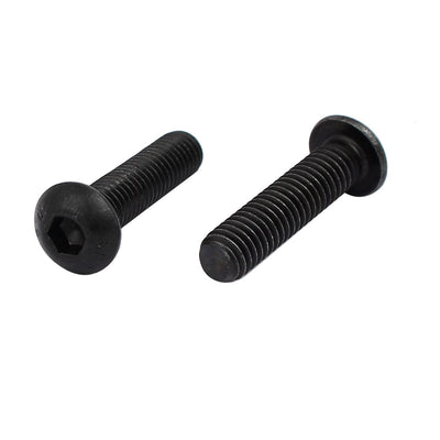Harfington M6x25mm 10.9 Grade Metal Button Head Hex Socket Cap Screw Bolt Black 30pcs