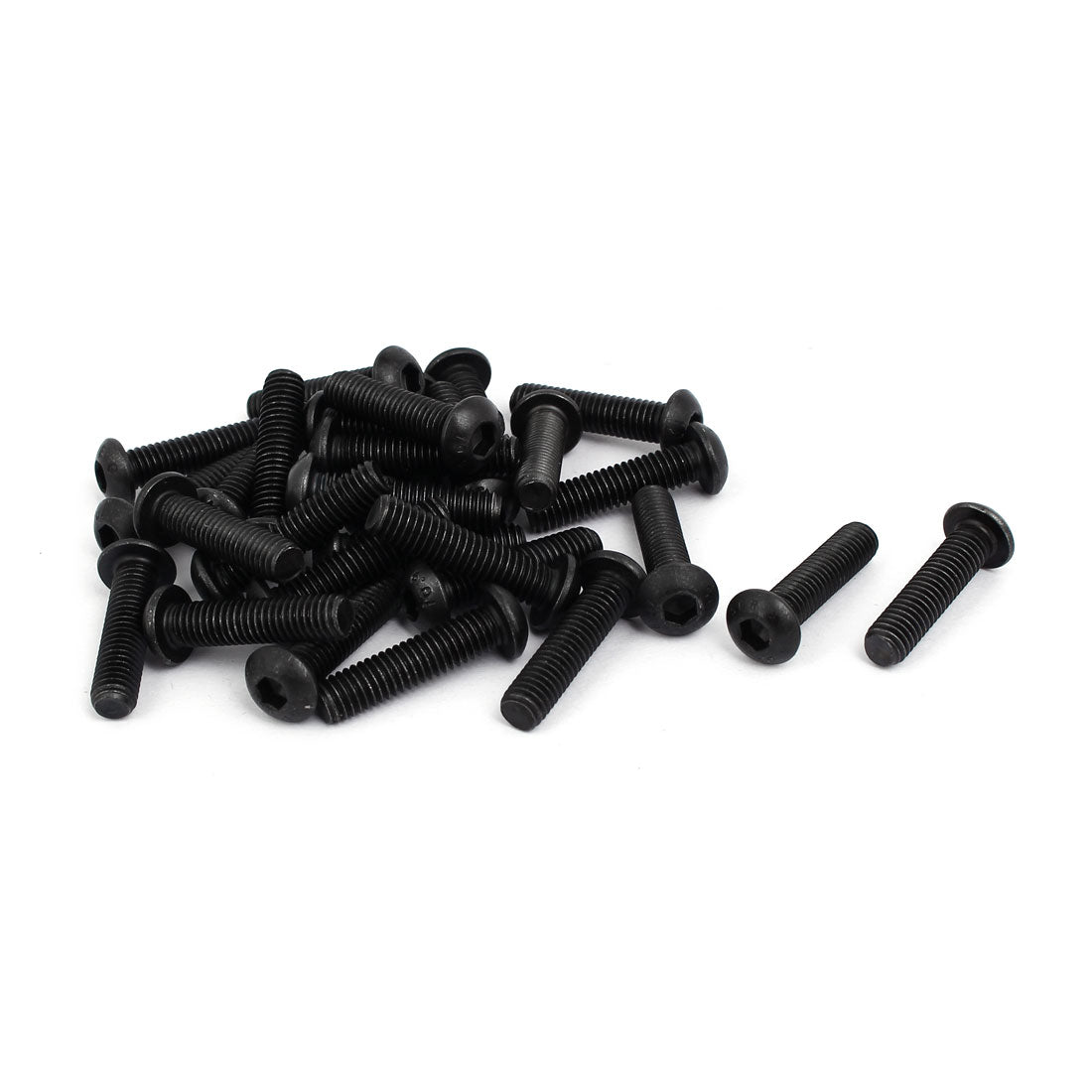 Harfington M6x25mm 10.9 Grade Metal Button Head Hex Socket Cap Screw Bolt Black 30pcs