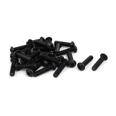 Harfington M6x25mm 10.9 Grade Metal Button Head Hex Socket Cap Screw Bolt Black 30pcs
