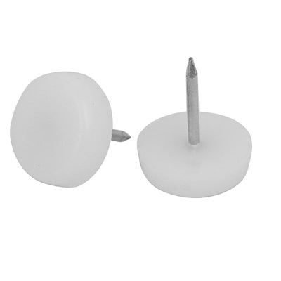 Harfington 18mm x 5mm Round Head Plastic Nonslip Furniture Foot Glide Nails White 50pcs