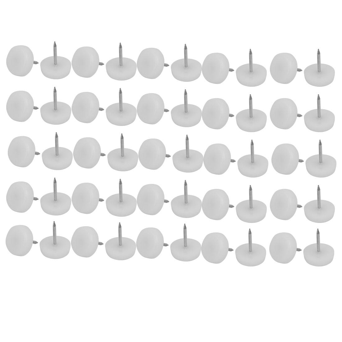 Harfington 18mm x 5mm Round Head Plastic Nonslip Furniture Foot Glide Nails White 50pcs