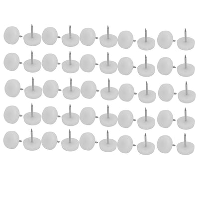 Harfington 18mm x 5mm Round Head Plastic Nonslip Furniture Foot Glide Nails White 50pcs