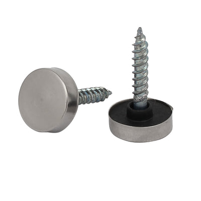 Harfington 14mm Dia Stainless Steel Round Advertising Mirror Screw Cap Nails 40pcs