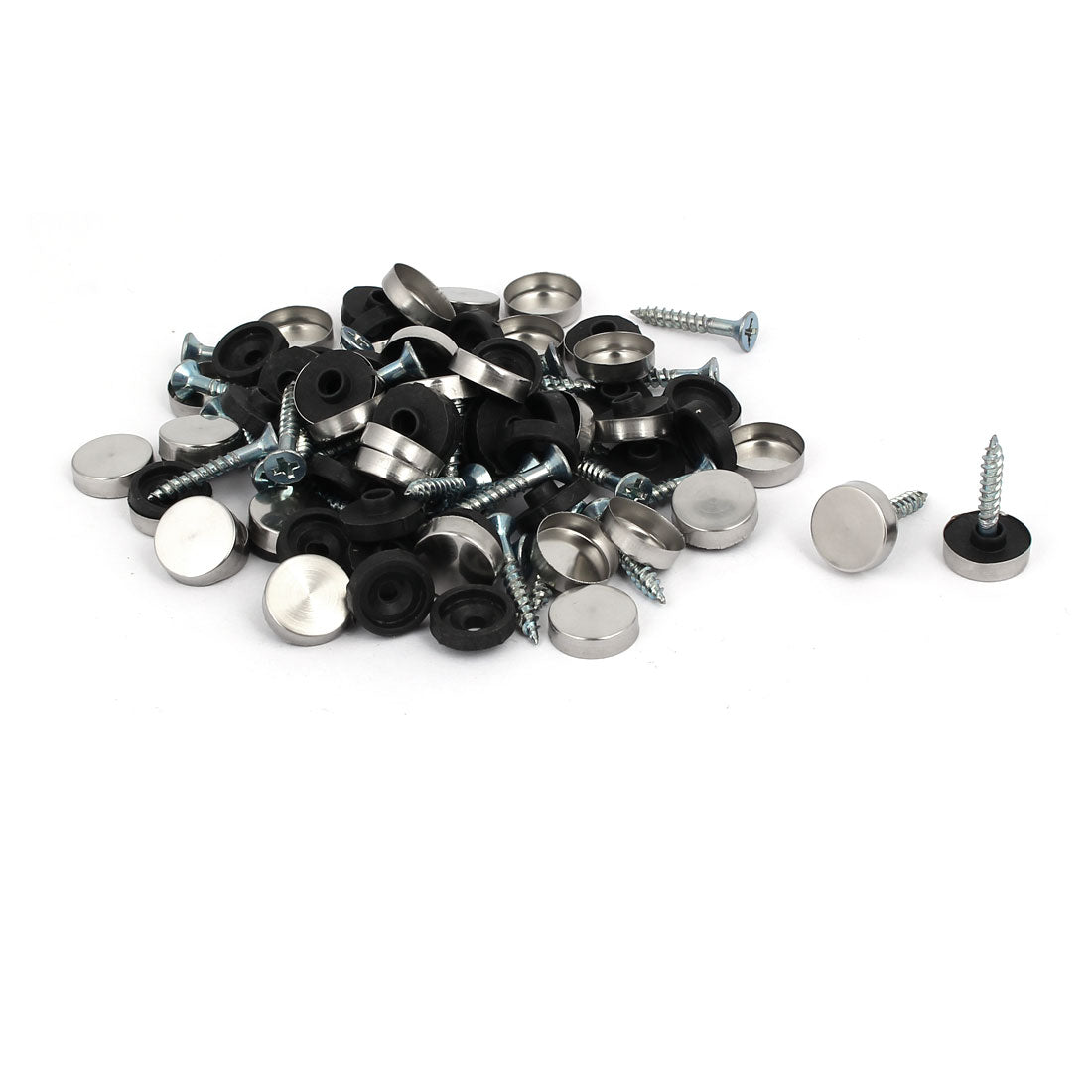 Harfington 14mm Dia Stainless Steel Round Advertising Mirror Screw Cap Nails 40pcs
