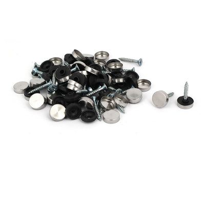 Harfington 14mm Dia Stainless Steel Round Advertising Mirror Screw Cap Nails 40pcs
