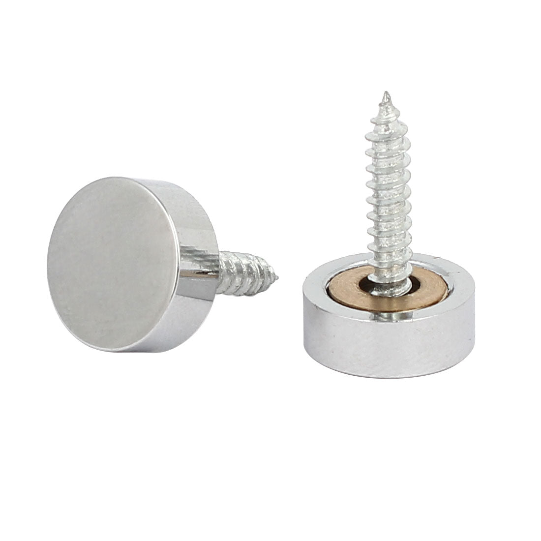 Harfington 14mm Dia Round Head Advertising Mirror Screw Cap Nails Silver Tone 4pcs