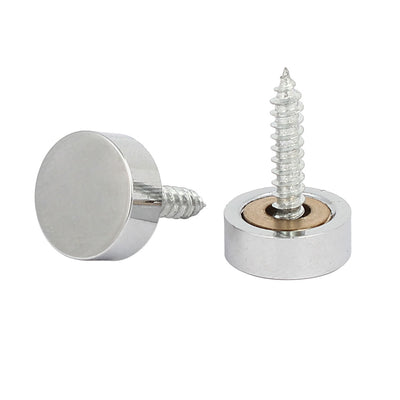 Harfington 14mm Dia Round Head Advertising Mirror Screw Cap Nails Silver Tone 4pcs