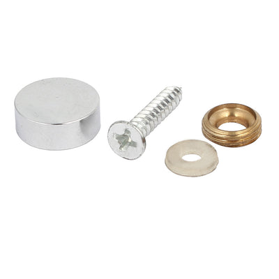 Harfington 14mm Dia Round Head Advertising Mirror Screw Cap Nails Silver Tone 4pcs