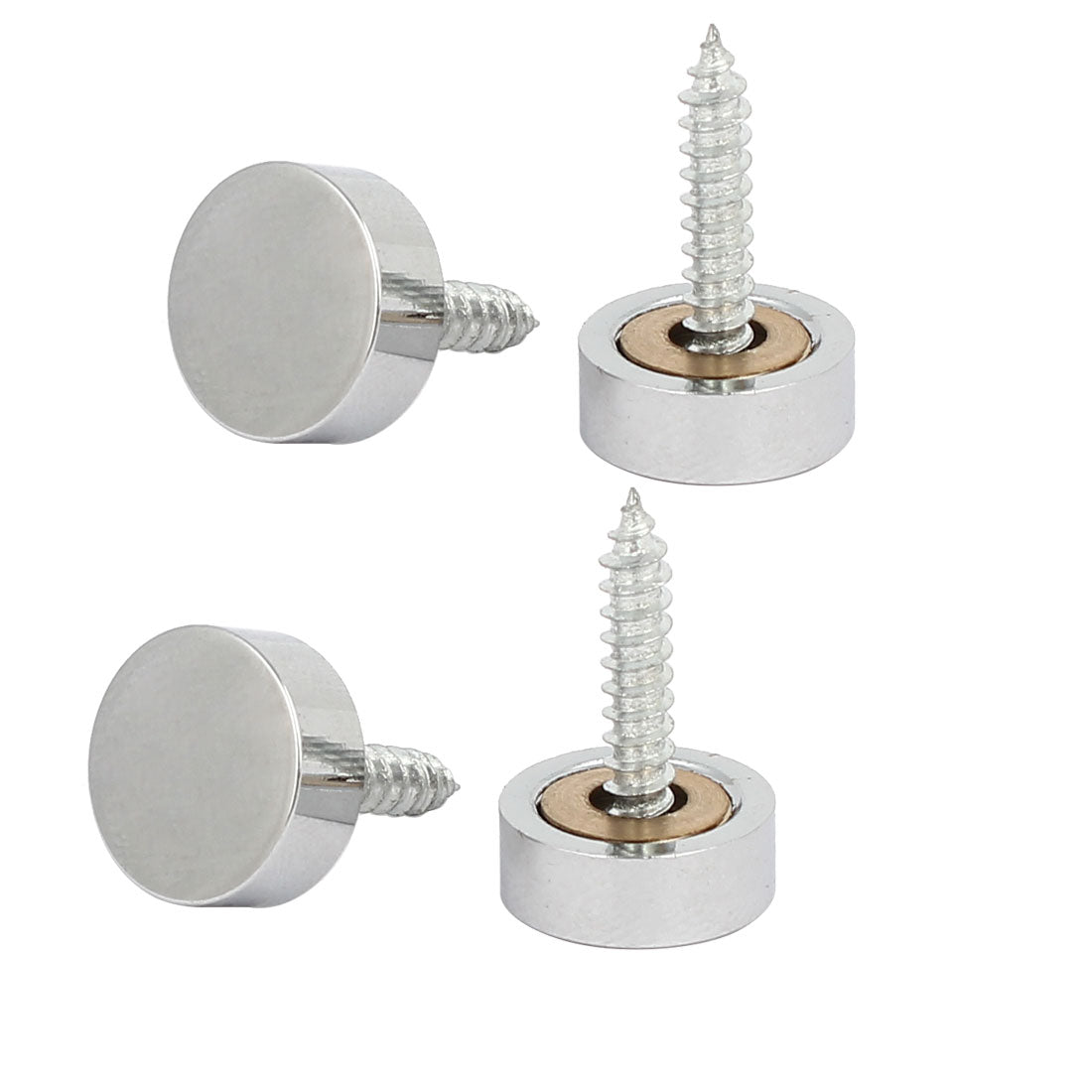 Harfington 14mm Dia Round Head Advertising Mirror Screw Cap Nails Silver Tone 4pcs