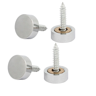 Harfington 14mm Dia Round Head Advertising Mirror Screw Cap Nails Silver Tone 4pcs