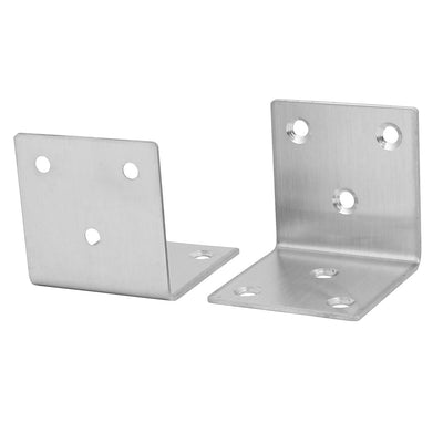 Harfington 51mmx51mmx50mm Stainless Steel Right Angle Brackets Holder Silver Tone 20pcs