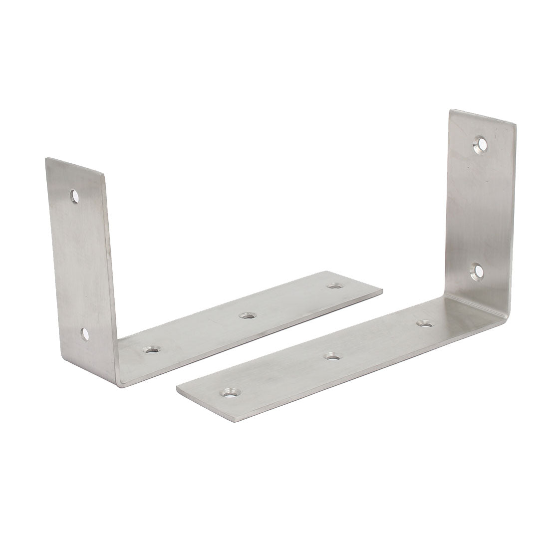 Harfington 175mmx100mmx42mm Stainless Steel Right Angle Brackets Holder Silver Tone 2pcs