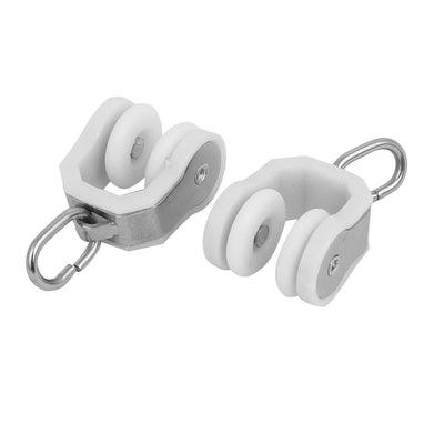 Harfington 15mm Dia Twin Wheel Curtain Track Carrier Sliding Rollers Gliders Pulleys 40pcs