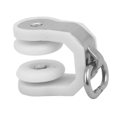 Harfington 15mm Dia Twin Wheel Curtain Track Carrier Sliding Rollers Gliders Pulleys 40pcs