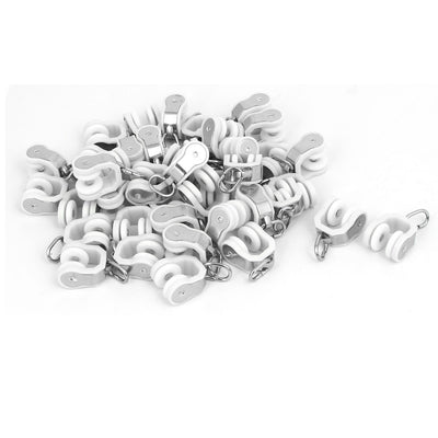 Harfington 15mm Dia Twin Wheel Curtain Track Carrier Sliding Rollers Gliders Pulleys 40pcs