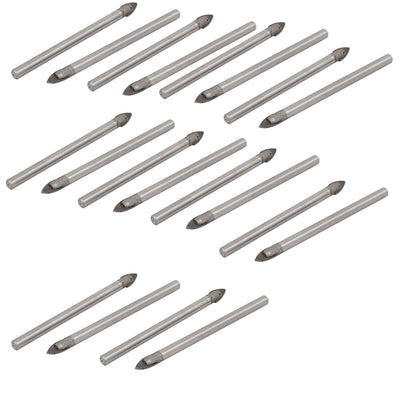 Harfington 5mm Tip 68mm Length Metal Round Shank Triangle Head Tile Drill Bit 20pcs