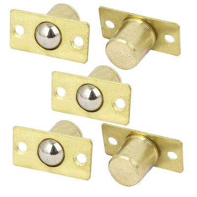 Harfington 16mm Dia Closet Door Ball Catches Latch Gold Tone w Strike Plate 5 Set