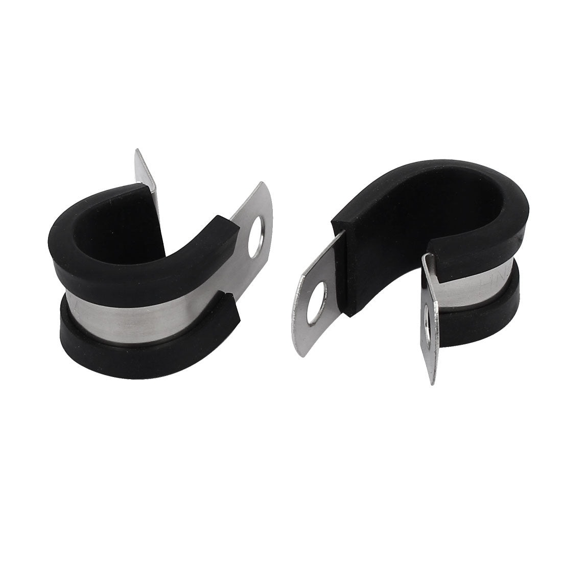 Harfington 14mm Dia EPDM Rubber Lined P Clips Cable Hose Pipe Clamps Holder 2pcs