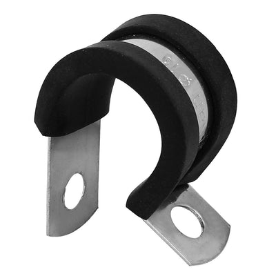 Harfington 15mm Dia EPDM Rubber Lined P Clips Cable Hose Pipe Clamps Holder 2pcs
