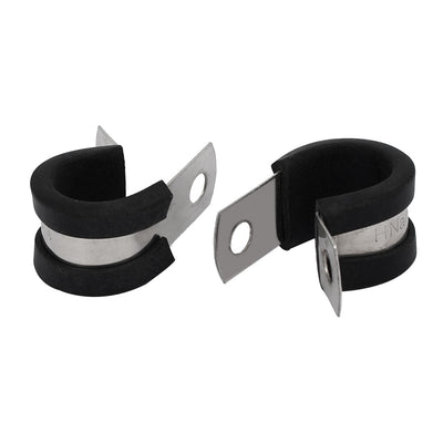 Harfington 15mm Dia EPDM Rubber Lined P Clips Cable Hose Pipe Clamps Holder 2pcs
