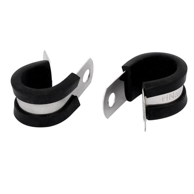 Harfington 16mm Dia EPDM Rubber Lined P Clips Cable Hose Pipe Clamps Holder 2pcs