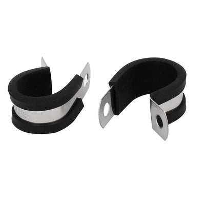 Harfington 18mm Dia EPDM Rubber Lined P Clips Cable Hose Pipe Clamps Holder 2pcs