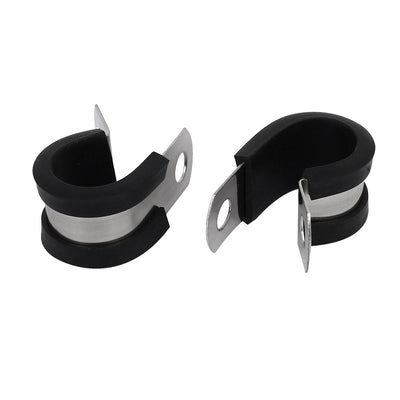 Harfington 14mm Dia EPDM Rubber Lined P Clips Cable Hose Pipe Clamps Holder 5pcs