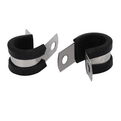 Harfington 15mm Dia EPDM Rubber Lined P Clips Cable Hose Pipe Clamps Holder 5pcs