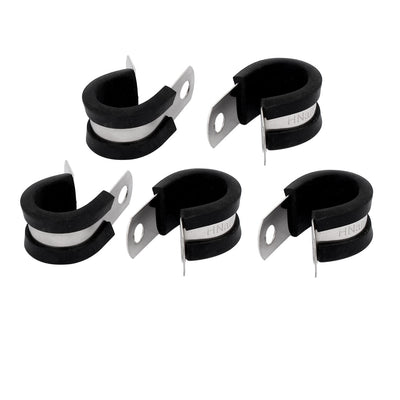 Harfington 16mm Dia EPDM Rubber Lined P Clips Cable Hose Pipe Clamps Holder 5pcs