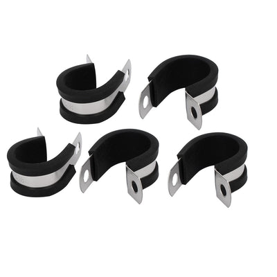 Harfington 18mm Dia EPDM Rubber Lined P Clips Cable Hose Pipe Clamps Holder 5pcs