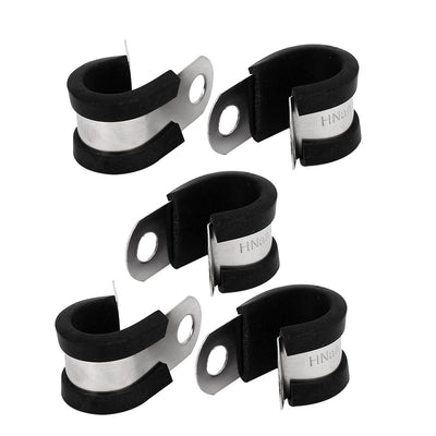 Harfington 15mm Dia EPDM Rubber Lined P Clips Water Pipe Tube Clamps Holder 5pcs